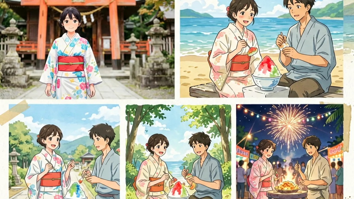 91次元夏日祭征稿活动宣传图，画面呈现多位创作者风格各异的夏日主题插画作品