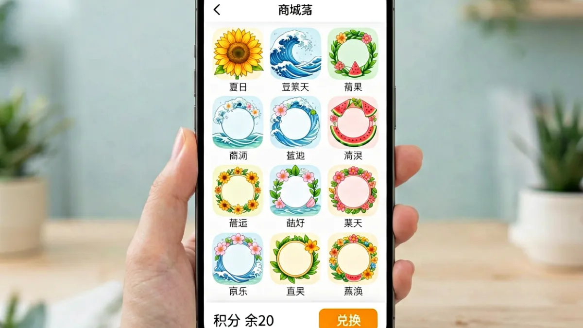 91次元限定头像框兑换界面，展示夏日系列12款头像框样式与积分兑换入口
